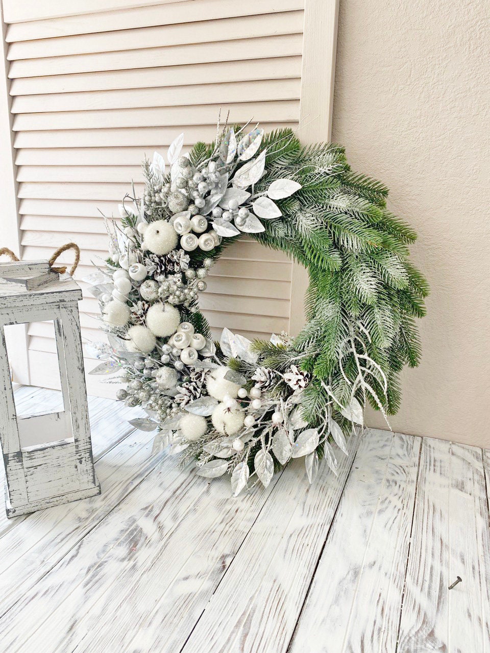 Buy Winter Wreath for Front Door, Wreath Not Christmas, Silver White Wreath,  Winter Rustic Door Wreath, January Wreath Online in India 