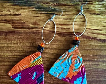 Orange Multicolor Handmade Beaded Earrings/Women's Earrings/African Earrings/Gift Idea/African Jewelry/Ethnic Jewelry/Boho