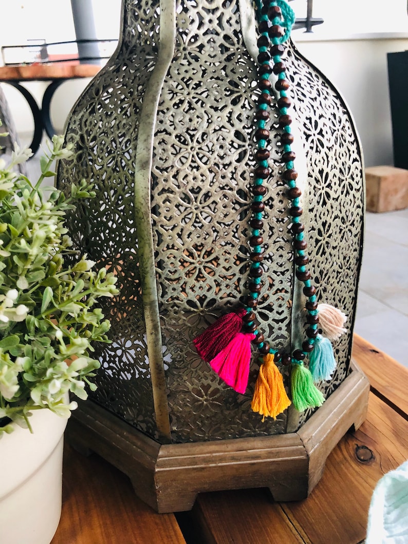 Long Bead Necklace Bohemian Necklace Boho Necklace Rainbow Tassel Necklace Free Shipping Multi tassel Necklace Tassel Necklace