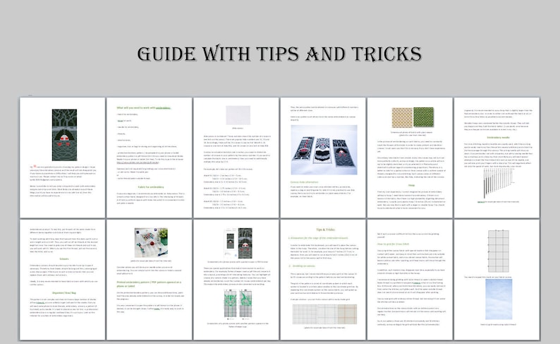 K&ouml;nnte beinhalten: Ein Leitfaden mit Tipps und Tricks zum Erstellen eines Kreuzstichprojekts. Der Leitfaden enth&auml;lt Anweisungen, Diagramme und eine Farbtabelle. Der Leitfaden enth&auml;lt auch ein Beispiel f&uuml;r ein Kreuzstichdesign mit einem gr&uuml;nen und schwarzen Farbschema.