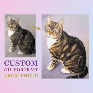 Custom Cat Portrait from Photo – Original Oil Painting on Canvas – Personalized Pet Gift or Memorial – Hand-Painted Pet Portrait