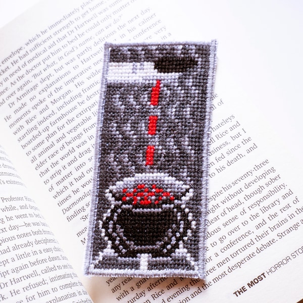 The Witchcraft bookmark pattern design Witch Kettle сounted cross stitching | Witch's cauldron embroidering design pdf | Magic cross stitch