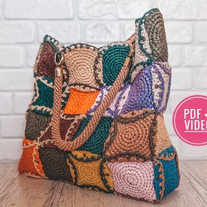 Crochet pattern big bag with raffia PDF digital instant download, tote, market bag, pouch, farmer bag