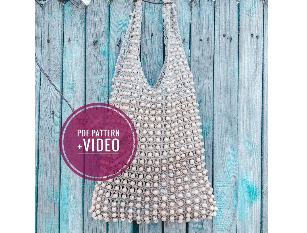 Crochet Bag With Beads Pattern PDF Avoska Bag Market Bag Etsy