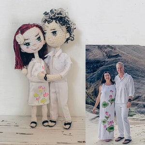 Hochzeit Amigurumi Porträts Puppe, gehäkelte Geschenk Spielzeug, Innendekoration, Sammlerfigur individuell