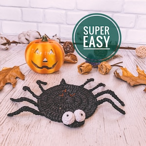 Crochet coaster spider Halloween, Thanksgiving, PDF pattern, digital instant download