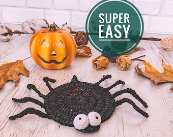 Crochet coaster spider Halloween, Thanksgiving, PDF pattern, digital instant download