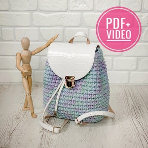 Crochet backpack pattern PDF and video tutorial, digital instant download