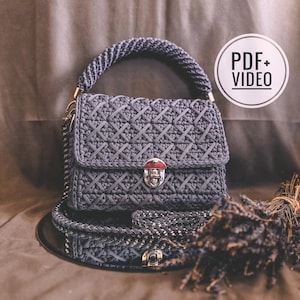 Häkelanleitung Damenhandtasche PDF digitaler Sofort-Download Video-Tutorial, Vegan Crossbody, Henkeltasche, kleine Geldbörse, Clutch, Umhängetasche