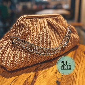 Crochet pattern Dumpling vintage bag PDF digital instant download, gold claps, purse, bridesmaid  wedding clutch, crochet handbag, cloud bag