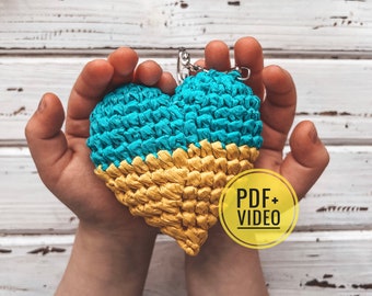 Ukrainian heart crochet pattern PDF, gift, keychain, ornament, digital instant download