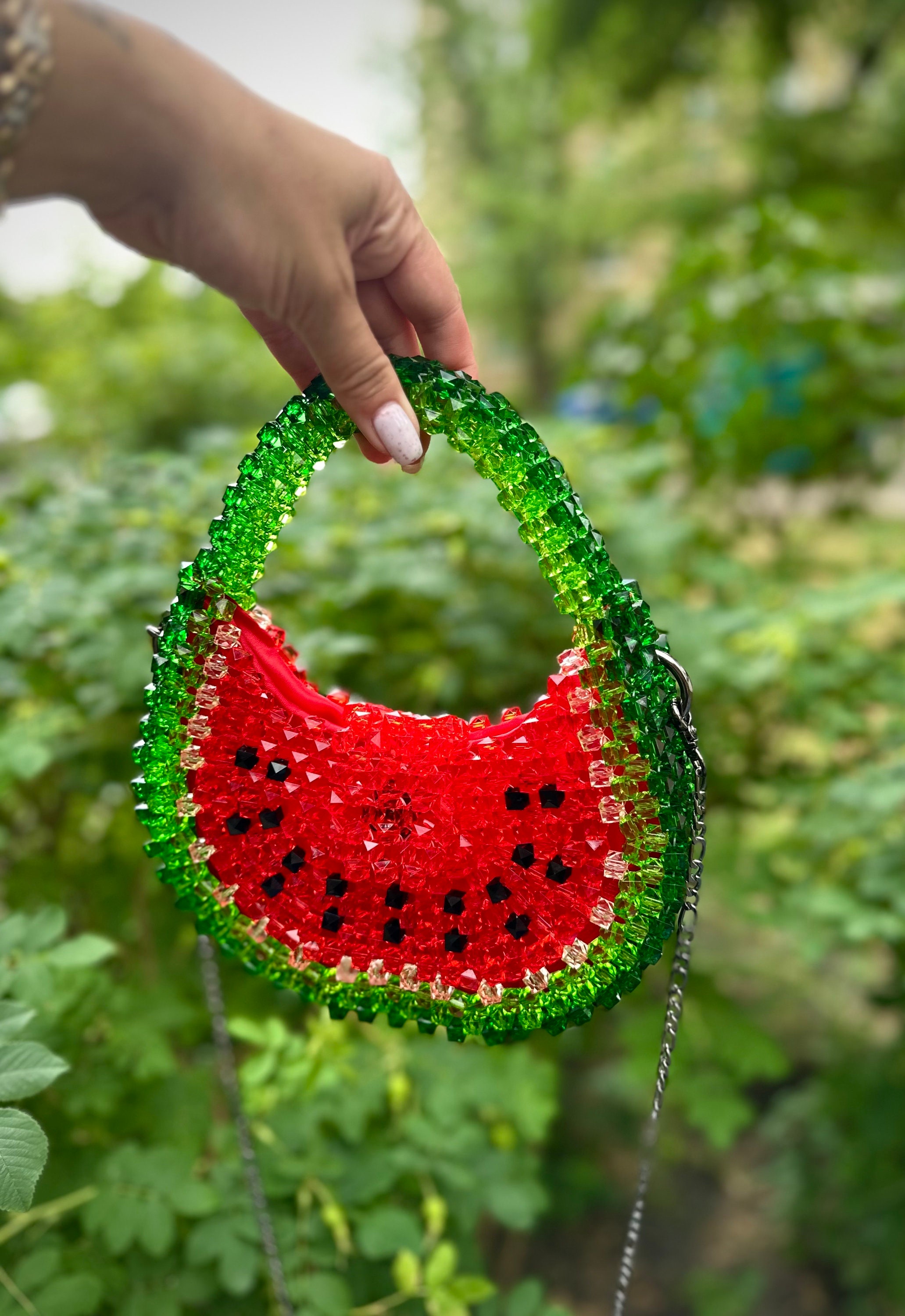 Watermelon Beaded Handbag: Summer Shoulder Bag, Festival Purse - Etsy