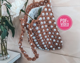 Raffia Beaded Crochet Bag Pattern: Summer Net Bag (PDF, Video)