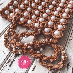Raffia Tasche mit Perlen Häkelanleitung PDF, digitaler Sofort-Download, Video Anleitung, Sommertasche, Brautjungfer Tasche, Netztasche