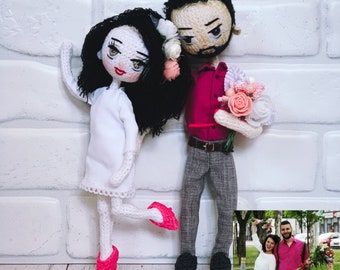Look alike portraits doll, wedding custom, personalized gift for wedding, crochet  amigurumi doll