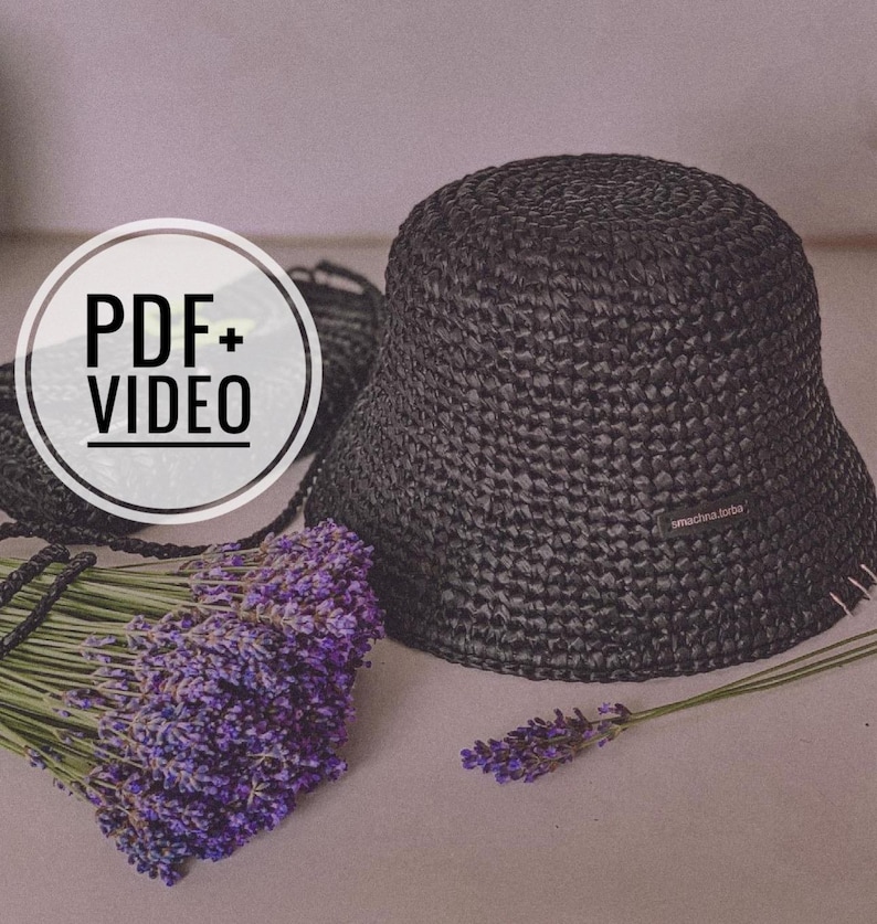 Pink Raffia Crochet Bucket Hat Pattern, Video Tutorial (PDF Download ...
