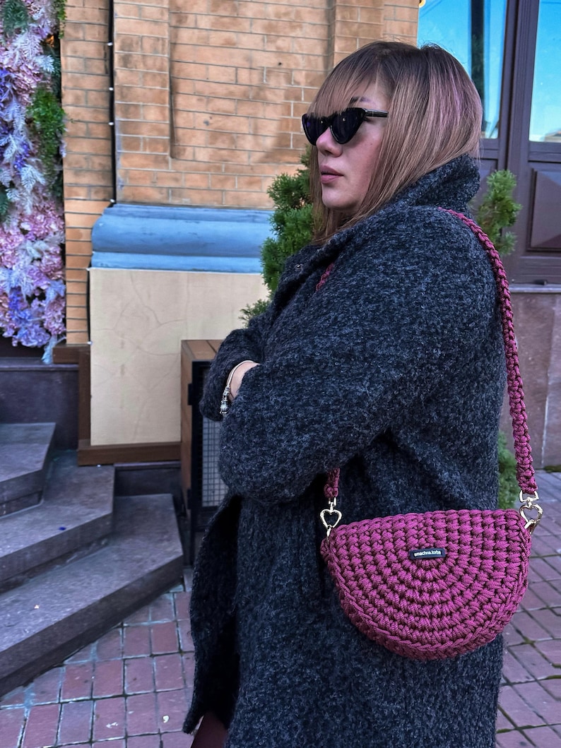 Crochet Half Moon Bag Pattern, Hobo Purse, Video Tutorial (PDF Digital ...