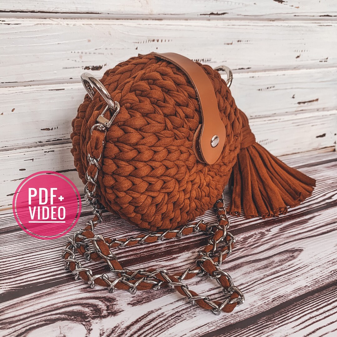 Crochet Pattern Round Bag With T-shirt Yarn, PDF Digital Instant ...