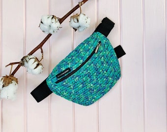 Fanny pack with raffia yarn, toddler kids crochet purse bag, crochet belt bag, bag from raffia, crochet boho hip bag, bum bag