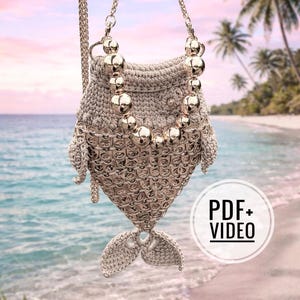 Modello per borsa a forma di pesce rosso all'uncinetto: borsa a forma di creatura marina (download PDF e tutorial video)