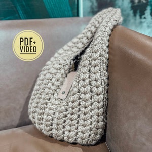 Patrón de crochet para bolso de hombro acogedor, descarga digital instantánea en formato PDF y videotutorial, bolso de lana de invierno, bolso ecológico, bolso de mano cálido para mujer