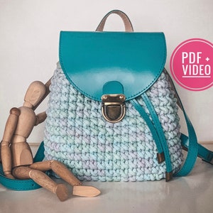 Crochet backpack pattern PDF and video tutorial, digital instant download