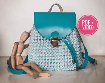 Crochet backpack pattern PDF and video tutorial, digital instant download