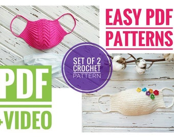 Set it 2 reusable face mask pattern PDF, crochet face adult mask, washable face mask, cotton mask digital instant download