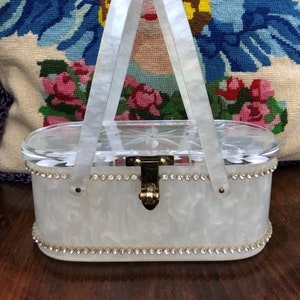 GORGEOUS LUCITE with Rhinestones Handbag/Lucite Handbags/Lucite Purses/Lucite Bags/50&#39;s Handbags/50&#39;s Purses/50&#39;s Bags/Near MINT Condition