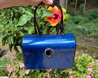 RARE WILARDY HANDBAG/Wilardy Lucite Purse/Lucite Handbags/Lucite Purses/50&#39;s Purse/Navy Purses/Good Vintage Condition