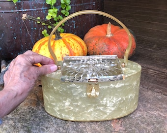 YELLOW LUCITE Handbag/Lucite Handbags/Lucite Purses/Lucite Bags/Patricia of Miami Handbags/Vintage Lucite Purses/Near MINT Condition