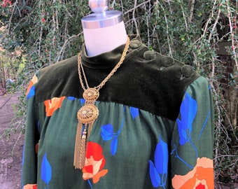 RARE 60's EMILIO PUCCI Jurk / 60's Pucci Jurk / Fluwelen Pucci Jurk / Floral Pucci Jurk / 60's Mode / Bloemen Jurken / Pucci / Bijna Mint Condition