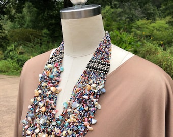 LOVELY 70's BOHO BEADED Necklace/Bohemian Necklaces/70's Necklaces/70's Jewelry/Handmade Jewelry/Statement Necklaces/Mint Condition