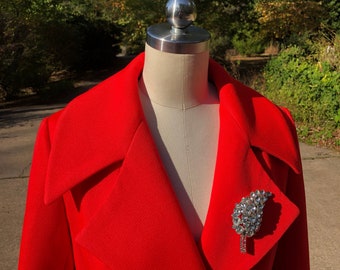 BEAUTIFUL 70's LILLI ANN Coat/Lilli Ann/Faux Fur Coat/Red Coats/Wrap Coats/70's Designer Coats/Lilli Ann Coats/Vintage Coats/Mint Condition