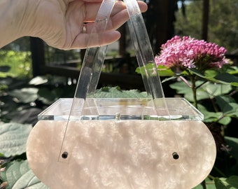 RARE PINK Lucite Handbag/Lucite Handbags/Lucite Purses/Lucite Bags/Pink Lucite Purses/50's Handbags/Pink Purses/Near MINT Condition