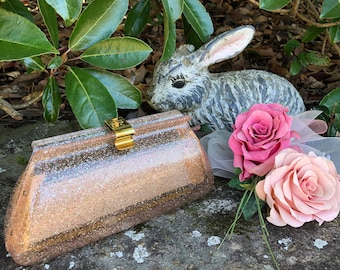 PINK SPARKLE Lucite Clutch/Lucite Borse/Clutch Lucite/Lucite Borse/Clutch degli anni '50/Borse anni '50/Clutch vintage/Quasi condizione MINT