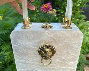 LUCITE HANDBAGS/Lucite Purses/Lucite Bags/Stylecraft Lucite Purses/50's Lucite Handbags/50's Handbags/50's Purses/Lion Purses/Mint Condition