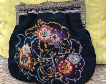 1950年代のバッグ プチポワン 花柄刺繍 ヴィンテージ - Etsy 日本