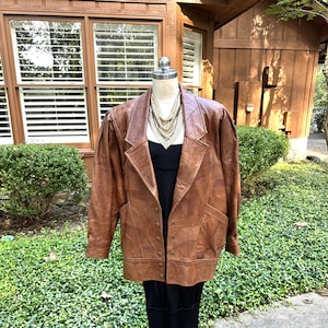 GORGEOUS 80s PATCHWORK Leather Jacket/Patchwork Jacket/Batwing Leather Jacket/80s Jacket/Vintage Leather Jacket/Bomber Jacket/Mint Condition