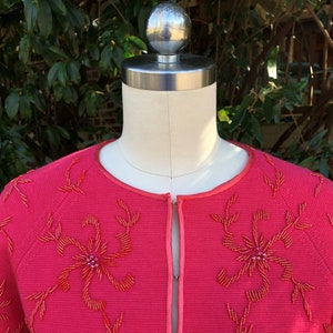 RARE 60's CORAL BEADED Sweater/60’s Floral Sweater/Vintage Coral Sweater/60’s Fashion/Floral Sweaters/Vintage Knit Sweater/Mint Condition