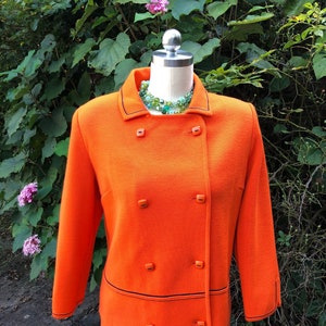 60&#39;s RARE ITALIAN Knit Suit with Psychedelic Blouse/60’s Italian Wool Suit/60’s Women’s Suits/60’s Mod Suit/60’s Orange Suit/MINT Condition