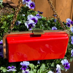 RARE 70&#39;s RED Clutch/Lucite Handbags/Red Clutches/Vintage Clutches/Red Handbags/70&#39;s Handbags/Cocktail Purses/Good Vintage Condition