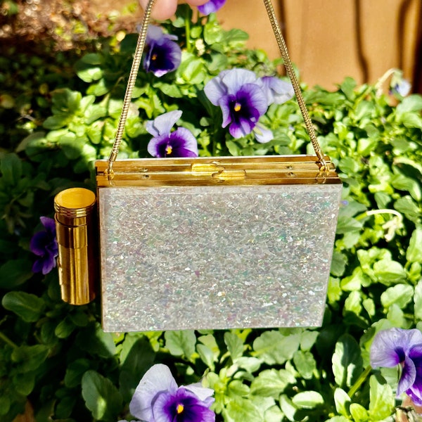 GORGEOUS 50's COMPACT Purse/Compact Purses/Vanity Purse/Carryall Purse/Lucite Purse/50's Minaudiere/Cigarette Case/Near Mint Condition