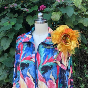 GORGEOUS 60&#39;s FLORAL MuMu/Vintage Zip Up MuMu Robe/60’s Colorful Zipper MuMu Dress/60’s MuMu/60’s Fashion/Long Sleeve MuMu/MINT Condition