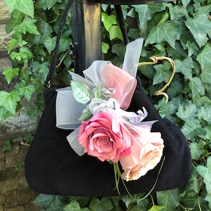 RARO BOLSO DE LANA NEGRA DE LOS 50 / Bolsos de los 50 / Bolsos negros / Bolsos de los años 50 / Bolsos vintage / Bolsos negros vintage / Bolsos negros / Casi menta