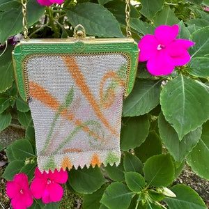 BEAUTIFUL Dresden WHITING and DAVIS Mesh Purse/Art Deco Purse/20&#39;s Purses/Flapper Purse/Metal Mesh Purse/Signed Purse/Good Vintage Condition