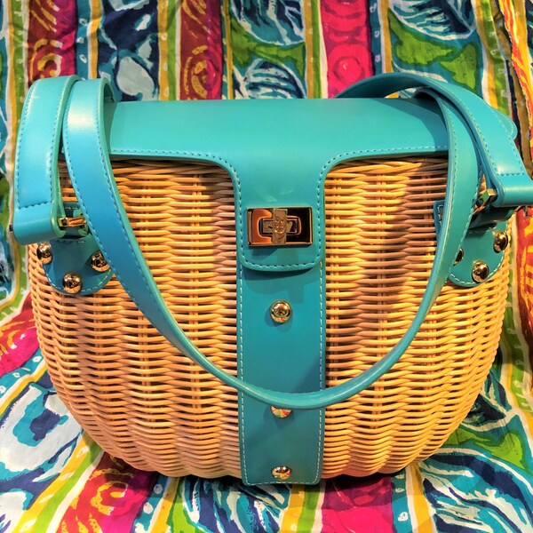80's AIGNER BASKET Handbags/Basket Handbag/Wicker Handbag/Vintage Aigner Handbag/Vintage Aigner Purse/Aigner Handbag/Near MINT Condition