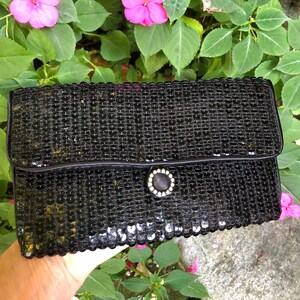 SEQUIN NORELL Evening CLUTCH dos anos 80/embreagens de lantejoulas/bolsas de lantejoulas/bolsas de lantejoulas/bolsas dos anos 80/embreagem preta/embreagem de lantejoulas pretas/condição de hortelã