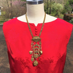 RARE Victorian Revival CHATELAINE Necklace/Chatelaines/Chatelaine Necklace/70&#39;s Brooch/70&#39;s Necklace/Vintage Chatelaines/Near MINT Condition