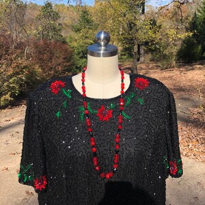 80's SEQUIN Top EXTRA LARGE/Vintage Sequin Top/80’s Glitz and Glam Sequin Top/80’s Beaded Top/Vintage Extra Large Tops/Near Mint Condition